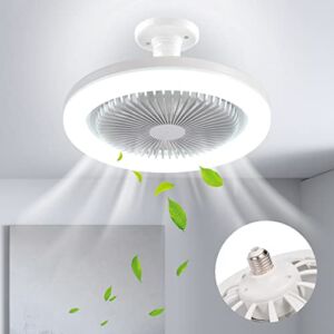 LMiSQ Modern Ceiling Fans with Lights 10 inch Small Ceiling Fan LED Ceiling Fan Light Bulbs for Garage Closet Laundry Room 30W White Bright Fan Light E26 Socket Enclosed Ceiling Fan Lighting