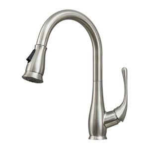 peskoe Kitchen Faucet with Pull Down Sprayer Brushed Nickel High Arc Single Handle Stainless Steel Kitchen Sink Faucets Modern Dual Function 360 Degree Swivel