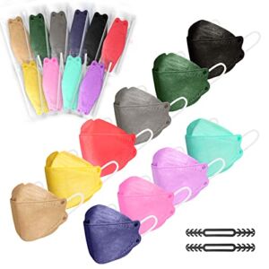 KN95 Masks for Adults Individually Package – Multicolor Breathable Comfortable Face Covering Mask for Women Men, 10 Colors Filtration with Adjustable Earloop Design, 60pcs