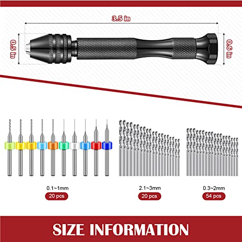 95 Pieces Hand Drill Bits Set, Black Pin Vise Hand Drill, 74 Pieces Micro Twist Drill Bits and 20 Pieces PCB Mini Drill Bits for Resin Polymer Clay Craft DIY Jewelry (0.1-1mm, Random Color Bits) | The Storepaperoomates Retail Market - Fast Affordable Shopping