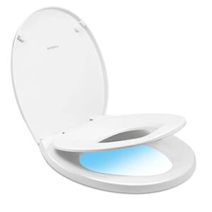 Round Toilet Seat with Slow Close Seat, Easy Clean, Plastic, White, Suitable Standard Round Toilet