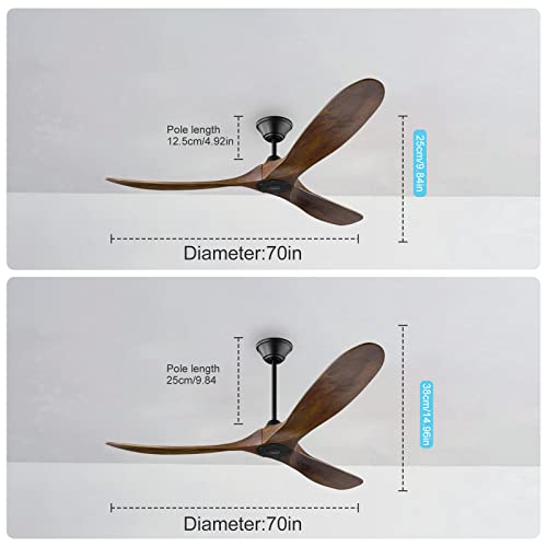70″ Outdoor Ceiling Fan with Remote, 3 Blade Ceiling Fans no Light Solid Wood Ceiling Fan, 6 Speed Reversible Modern Ceiling Fan for Patios Living Room Bedroom, 70 inch DC Ceiling Fan Walnut | The Storepaperoomates Retail Market - Fast Affordable Shopping