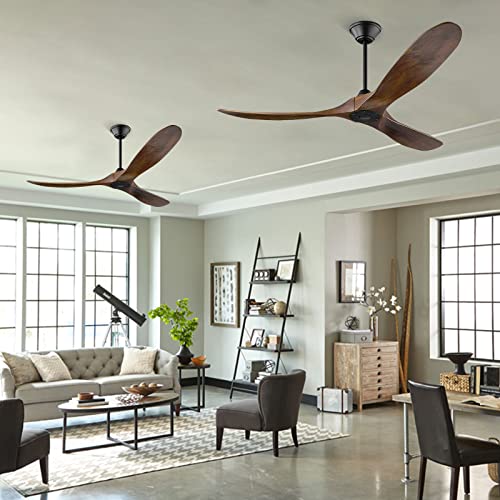 70″ Outdoor Ceiling Fan with Remote, 3 Blade Ceiling Fans no Light Solid Wood Ceiling Fan, 6 Speed Reversible Modern Ceiling Fan for Patios Living Room Bedroom, 70 inch DC Ceiling Fan Walnut | The Storepaperoomates Retail Market - Fast Affordable Shopping