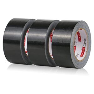 3 Pack Heavy Duty Black Duct Tape, 2 inches x 30 Yards, 8.27 mil Thickness, Strong, Flexible, No Residue, All-Weather and Tear by Hand – for Repairs, Industrial, Professional Use, JIALAI HOME
