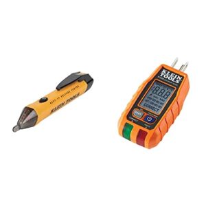 Klein Tools NCVT1P Voltage Tester, Non-Contact Voltage Detector Pen & RT250 GFCI Receptacle Tester with LCD Display, for Standard 3-Wire 120V Electrical Outlets