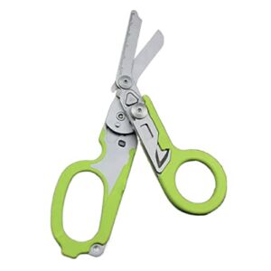 Elegital Emergency Response Shears, Stainless Steel Foldable Scissors Pliers, Outdoor Camping Rescue Scissors Tools (Green)