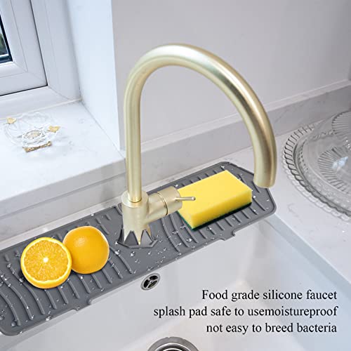 Newest Kitchen Silicone Handle Drip Catcher Tray Mat Faucet Sink Splash Guard for Kitchen Accessories Faucet Water Catcher Mat Behind Faucet Sink Protectors for Kitchen Countertop (Grey) | The Storepaperoomates Retail Market - Fast Affordable Shopping