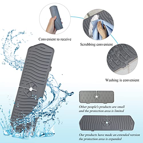 Newest Kitchen Silicone Handle Drip Catcher Tray Mat Faucet Sink Splash Guard for Kitchen Accessories Faucet Water Catcher Mat Behind Faucet Sink Protectors for Kitchen Countertop (Grey) | The Storepaperoomates Retail Market - Fast Affordable Shopping