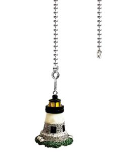 Hyamass 12 inch Ceiling Fan Pull Chain Ocean Series Charm Pendant Ceiling Fan Danglers Fan Pulls Chain Extender with Ball Chain Connector for Ceiling Fan Light Decoration(Multicolor Lighthouse)
