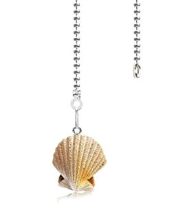 Hyamass 12 inch Ceiling Fan Pull Chain Ocean Series Charm Pendant Ceiling Fan Danglers Fan Pulls Chain Extender with Ball Chain Connector for Ceiling Fan Light Decoration(Seashell)