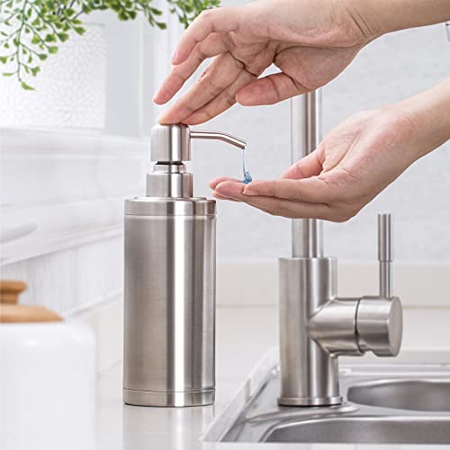Tiilan Stainless Steel Soap Dispenser for Kitchen Sink, Bathroom, Refillable Countertop Hand Lotion Pump Bottle – 300ml, Silver | The Storepaperoomates Retail Market - Fast Affordable Shopping