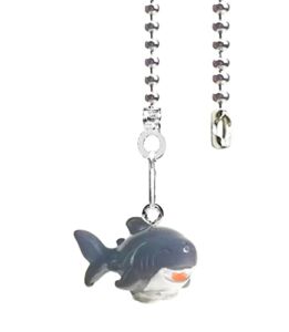 Hyamass 12 inch Shark Charm Pendant Ceiling Fan Danglers Fan Pulls Chain Extender with Ball Chain Connector(Grey)