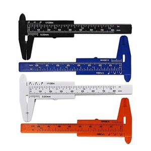 4 Pieces Mini Double Scale Reusable Plastic Vernier Caliper Ruler Measuring Tool, Reusable Plastic Sliding Gauge Caliper Inch/Metric For Student And Jewelry Ect, Random Color and Exquisite Workmanship