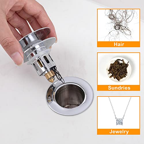 Universal Pop-Up Bathroom Sink Stopper – for 1.1~1.5 Inch Wash Basin Drain Strainer, Bounce Sink Drain Filter with Hair Catcher, Anti Clogging Stainless Steel Sink Plug, Chrome | The Storepaperoomates Retail Market - Fast Affordable Shopping