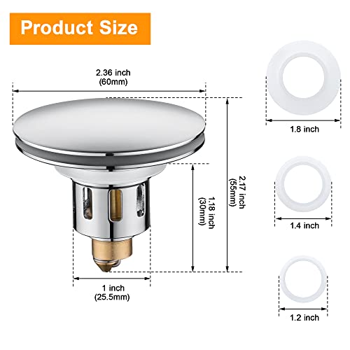 Universal Pop-Up Bathroom Sink Stopper – for 1.1~1.5 Inch Wash Basin Drain Strainer, Bounce Sink Drain Filter with Hair Catcher, Anti Clogging Stainless Steel Sink Plug, Chrome | The Storepaperoomates Retail Market - Fast Affordable Shopping