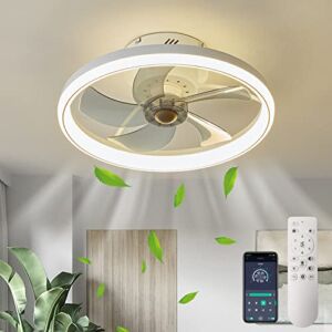 LMiSQ Modern Ceiling Fans with Lights Reversible Fan with Remote 20in Smart Ceiling Fan Lighting Timing 6 Speeds Low Profile Ceiling Fan with Light Dimmable LED Fan Light 48W Flush Mount for Bedroom