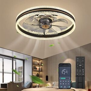 2022 Upgraded Fszdorj Ceiling Fan F101 Black Ceiling Fans with Lights App & Remote Control, Timing & 3 Led Color Led Ceiling Fan, 6 Wind Speeds Modern Ceiling Fan for Bedroom, Living Room, Small Room