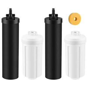 Beckacher Water Filter Replacement Parts for Black BB9-2 Water Filters & PF-2 Fluoride Filters – Includes 2*Black BB9-2 Filters and 2*PF-2 Fluoride Filters