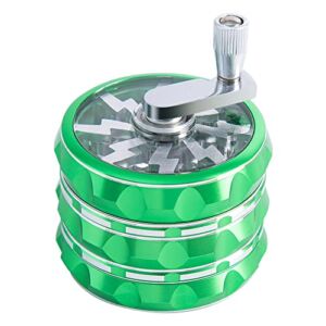 VICKYDGE 2.5 Inch Hand Crank Grinder, Potable Large Grinder With Transparent Top Cover, Green