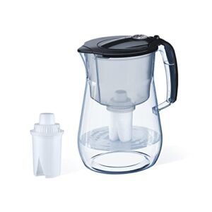 AQUAPHOR 12 Cup Black Opal Water Filter Pitcher with 1 x B15 Filter, Easy Fill flip top lid, Reduces Chlorine, limescale and Heavy Metals. BPA Free