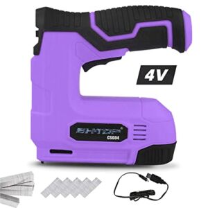 BHTOP Purple Cordless Staple Gun, 4V Power Brad Nailer/Staple Nailer，Electric Staple with Rechargeable USB Charger (Include 1500pcs Staples and 1500pcs Brad Nails)