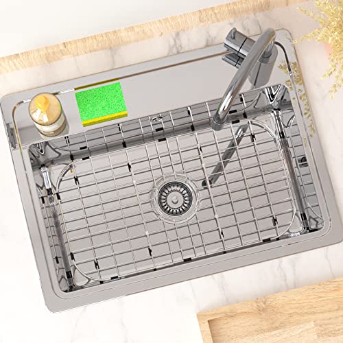 Kitchen Sink Grid Protectors,26″ Large Sink Protectors for Kitchen, Stainless Steel Bottom Grid Protector Center Drain Hole, Metal Sink Grate Protector with Corner Radius | The Storepaperoomates Retail Market - Fast Affordable Shopping