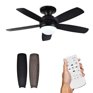FivesStrip 6-speed Modern Ceiling Fans with Lights, Reversible Motor and Blades, Quiet Ceiling Fan and Energy Efficient Light with Black