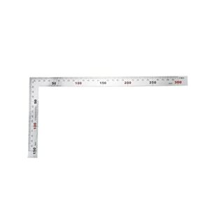 Meprotal Stainless Steel 90 Degree Angle Measuring Square Ruler L-Shaped Woodworking Measuring Wood Tool 150×300mm (Sliver)