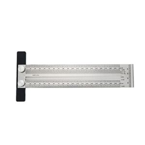 Meprotal Precision Marking T-Rule, T Square Woodpecker Tools 7.9 inch, Stainless Steel Type Hole Ruler Scribing Gauge
