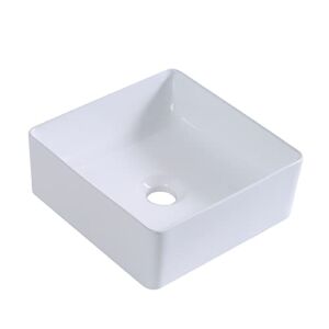 Square Vessel Sink 13 Inches x 13 Inches, DAYAOCI Ceramic Bathroom Sink Square, Small Square Vessel Sink, Above Counter Vessel Sink