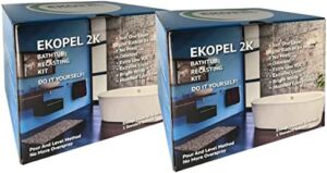 Ekopel 2K Bathtub Refinishing Kit 2 Pack Tile/Shower/Tub and Surround Size – Odorless DIY Tub with Surround Reglazing Kit – 20X Thicker Than Other Refinishing Kits – No Peel Pour On Tub Coating Made in the USA