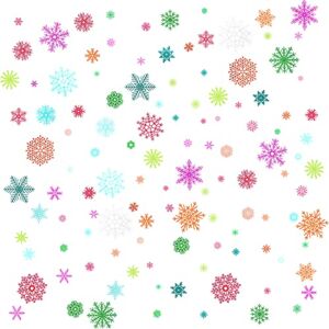 Maydahui Colorful Snowflake Wall Decals Christmas Wall Sticker Window Clings (50 x 50 Inch) Peel & Stick Removable Winter Theme Art Murals Decor for Living Room Bedroom Xmas Party