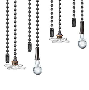 Ceiling Fan Pull Chain Set Glass Fan Pull Chains 6 Inch Ceiling Fan Chain Extender with Chain Connector Home Wedding Decor Ornament Pendant(4 Pieces/Set )