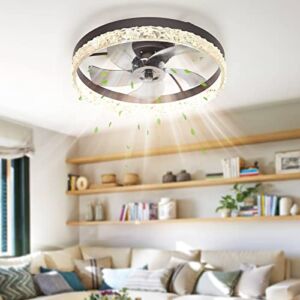 WERBUY 20” Ceiling Fans with Lights Remote and APP Control, Low Profile Semi Flush Mount Ceiling Fan with Quiet Reversible DC Motor/LED Memory Function/6 Speeds/Smart Timing for Bedroom Living Room