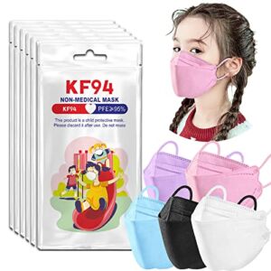 50/100/200PCS Multicolor KF94 Kids, 4 Layers Children Non-Woven Protective , Breathable 3D Design Disposable KF94 Face Cover (50Pcs, Multicolor)