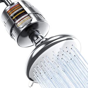 Filtered Shower Head for Hard Water- JIURAIN Water Softener Showerhead High Pressure with 20 Stage Filters, 3 Spray Setting for Water Softening, Remove Chlorine and Harmful Substances