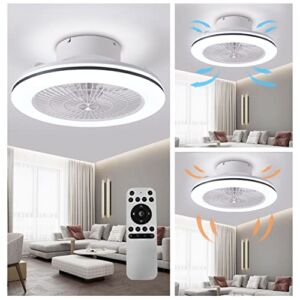 Bladeless Ceiling Fan with Lights Remote Control 18.5 Inch Reversible Low Profile Ceiling Fans with Lights Dimming Multi Speed Smart Flush Mount Ceiling Fan for Living Room