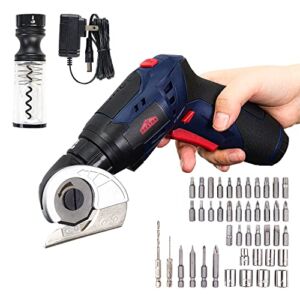 Dextra Cordless Screwdriver, 3 in 1 Multi-Function Electric Screwdriver Kit with 45 Pcs Set, Screwdriver Bits, Electric Scissors, Wine Opener Included. 4V Screw Gun with Rotatable Handle and Light