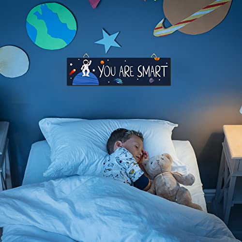 4 Pieces Inspirational Wall Art Decor Space Themed Bedroom Decor Motivational Wooden Kids Room Decor Nursery Hanging Playroom Decor Outer Space Room Decor for Baby Boys Toddler Classroom Decor | The Storepaperoomates Retail Market - Fast Affordable Shopping
