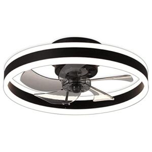 GESUM Modern Ceiling Fan with Light, 19.7″ Flush Mount Low Profile Ceiling Fan,Dimmable 3 Color 6 Speeds Enclosed Ceiling Fan Light for Kids Room/ Kitchen /Bathroom /Bedroom (Black)