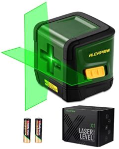 ALEAPOW Self-Leveling Laser Level, 100ft/30m Green Cross Line Laser, Compact and Lightweight, Bright Accurate Horizontal&Vertical Line for DIY Application, Rotatable 360°, Battery Included – X1
