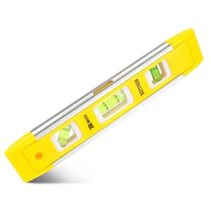 B BOSI TOOLS 9 Inch Magnetic Torpedo Level, Magnetic Box Level 45°/90°/180° Bubbles, Small Level Tool for Measuring