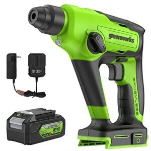 Greenworks 24V Brushless SDS 1.2J Rotary Hammer with 4Ah USB Battery and 2A (1H) Adaptor Charger