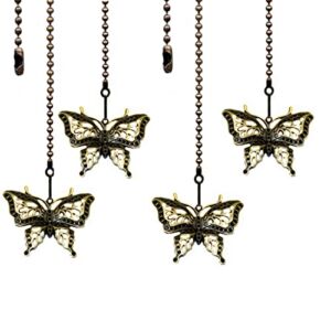 GDQLCNXB Butterfly Ceiling Fan Pull Chain Set,Decorative Fan Pull Chain Pendant Extension,12 Inches Lighting & Fan Beaded Ball Fan Pull Chain Extender with Connector,4Pcs.