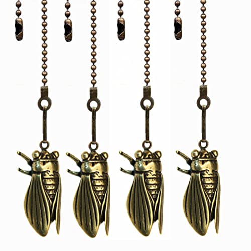 Ceiling Fan Pull Chain Set, 12 Inches Vintage Solid Cicadas Charm Pendant Pull Chain Extender with Connector, 4Pcs | The Storepaperoomates Retail Market - Fast Affordable Shopping
