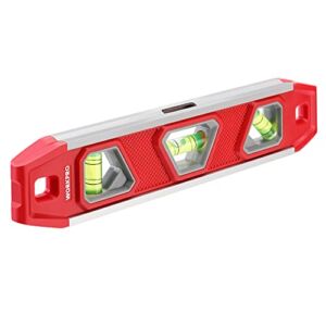 WORKPRO Torpedo Level Magnetic, 9-Inch Level Tool with 3 Different Bubbles 45/90/180 Degree, Shock Resistant Bubble Level