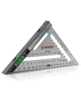 RONGPRO Multifunctional Rafter Square, 7 Inch Triangle Carpenter Square Metal Alloy, Rafter Square Layout Tool – Metal