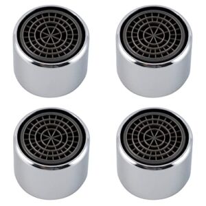 Hibbent 4 Pack Faucet Aerator, Solid Brass Kitchen Sink Faucet Aerator Shell and Built-in Filter, 55/64 Female Thread Bathroom Aerator Faucet Filter, Splash-Proof, Chrome Finish