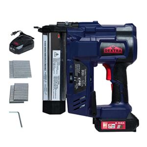 Dextra 20V Cordless Brad Nailer, 18 Gauge 2 in 1 Electric Nail Gun/Staple Gun, Battery Powered Nailer for Home Improvement, Woodworking, 2.0Ah Battery, Charger, Staples, and Nails Included