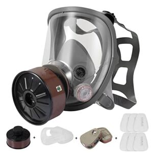ZXICH Full Face Respirаtor Reusable, Gas Cover Organic Vapor Mask and Anti-fog with 40mm Activated Carbon Filter for Gases, painting, mechanical polishing, logging, welding and other work protection